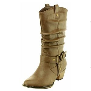 Mid way calf cowboy boots in Taupe